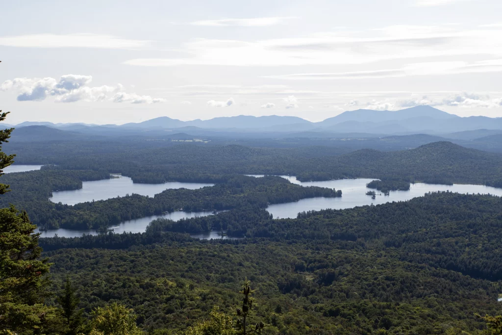 Many interconnected lakes are visible from this tower. Saranac is near by.