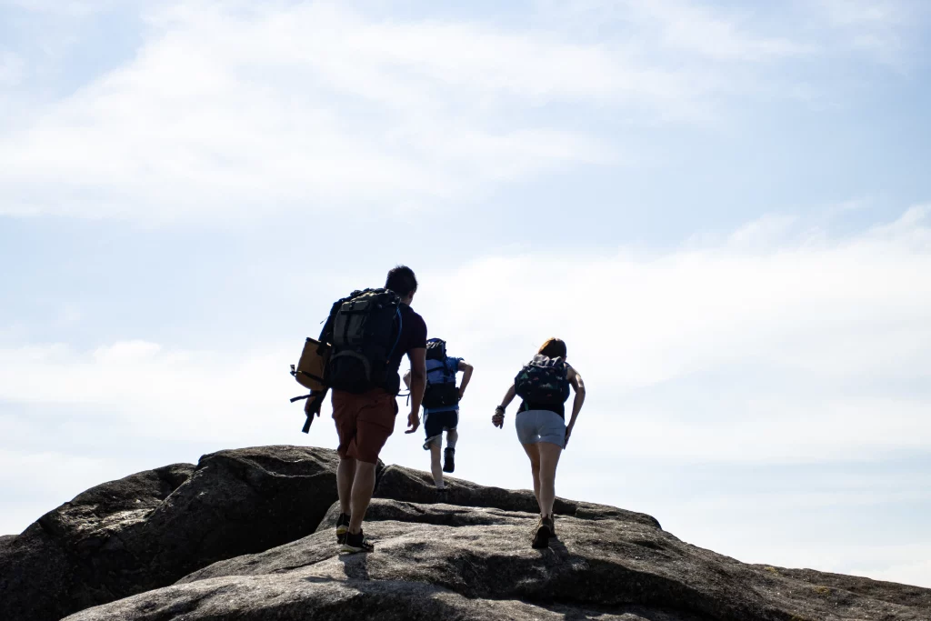 Our crew nearing the top of Ampersand.