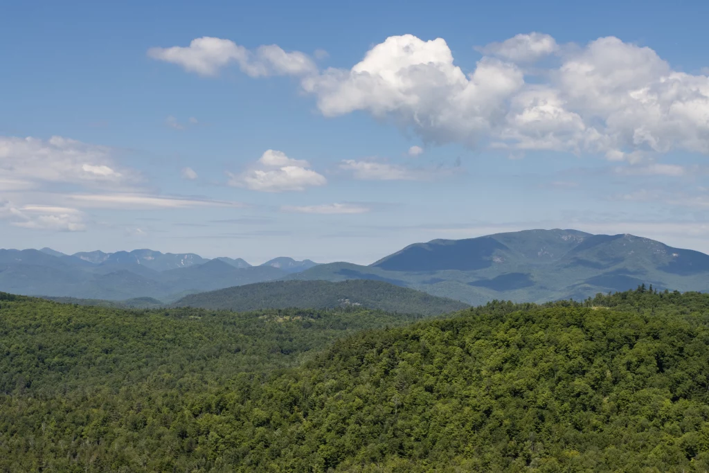 High Peaks can be seen far off in the distance.