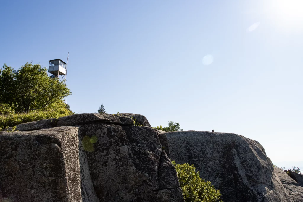 Similar view of the Fire Tower but further down the peak.