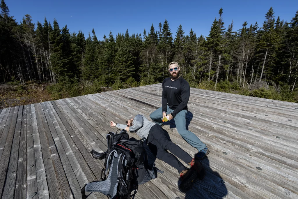 Justin takes a little nap on the top of Wakley's Helicopter Pad and Kevin just can't help himself.