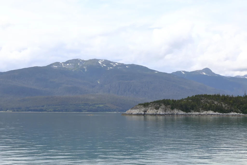 The inlet splits into two near the Haines docks.